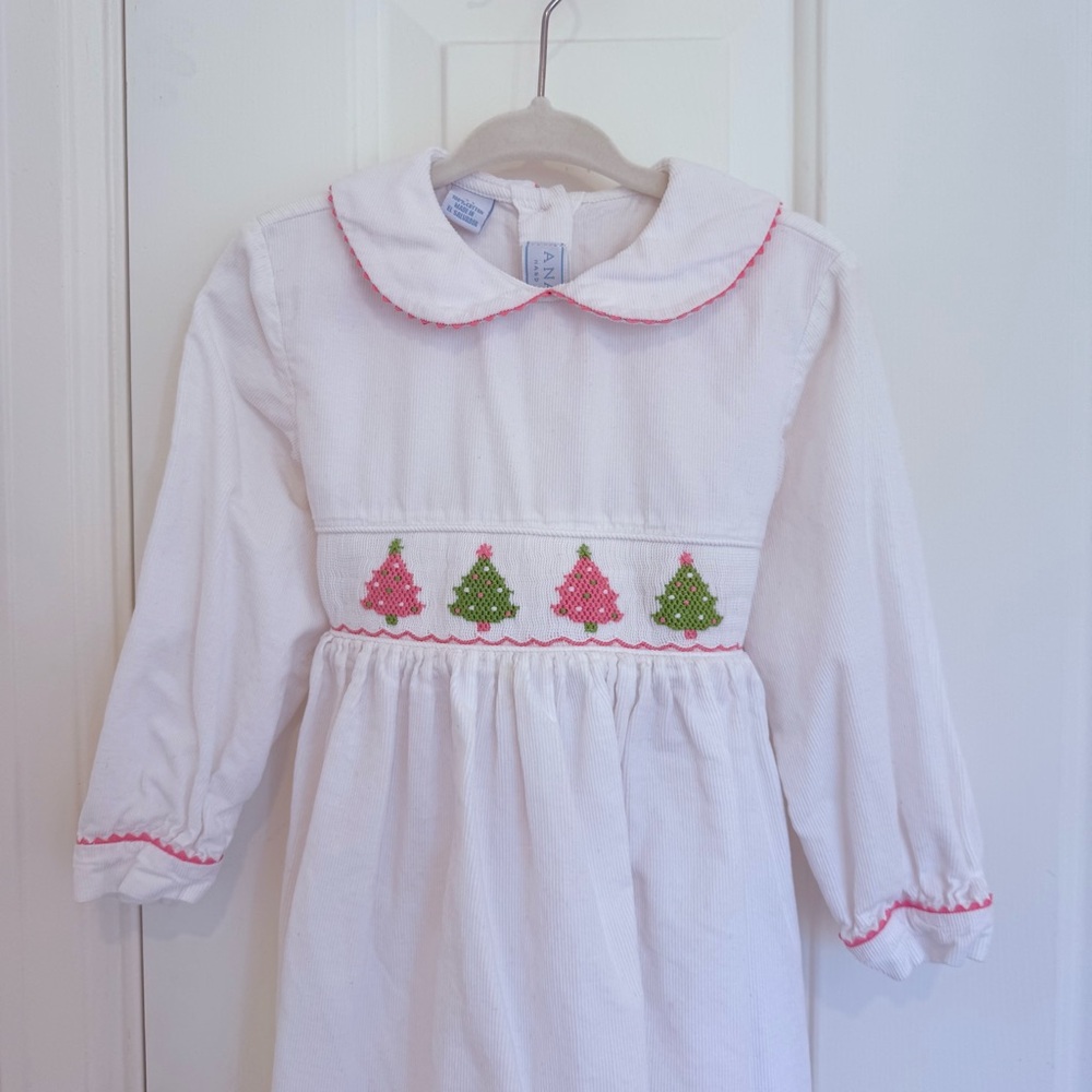 Anavini Smocked Christmas Dress - 4T